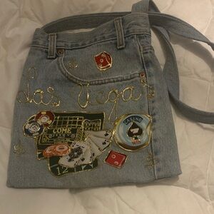 Denim Las Vegas Themed Crossbody Bag